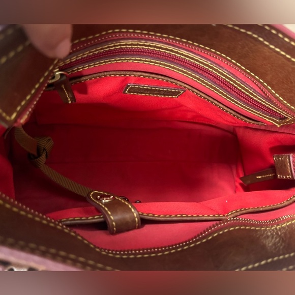 Dooney & Bourke Florentine Leather Satchel – Brown, Tassels, Crossbody Strap - Picture 3 of 15